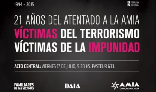 Acto del 21º aniversario del atentado de la AMIA