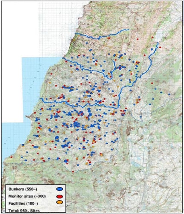 Israel presenta un mapa con el despliegue bélico de Hezbolá